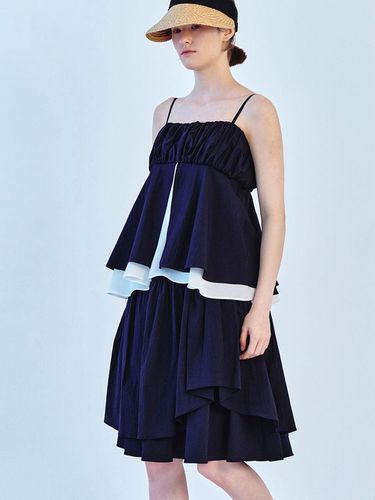 Drape Banding Midi Skirt_Navy - SO IR - Modalova