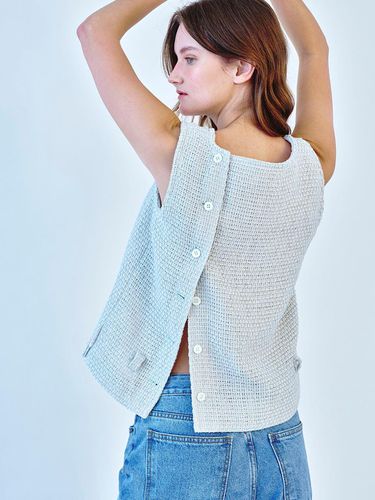 Sleeveless Tweed Top_Sky Blue - SO IR - Modalova