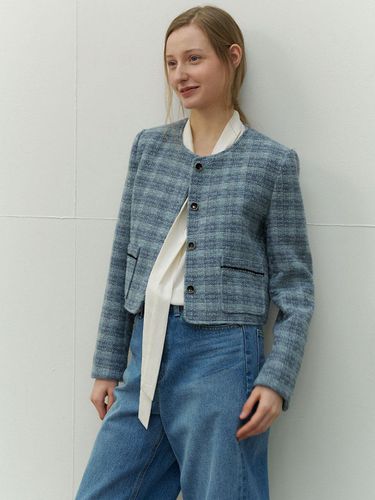 Tweed Crop Jacket_Sky Blue - SO IR - Modalova