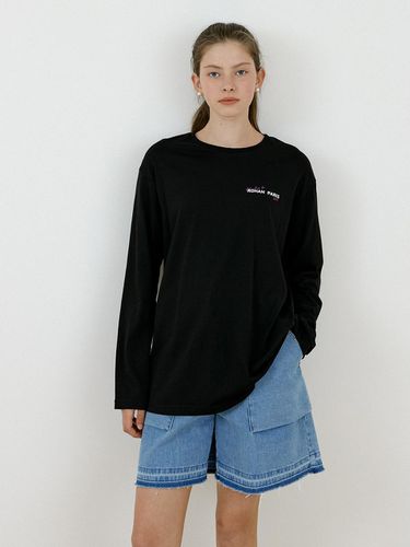 Basic Loose Fit Lettering Long Sleeve T-shirt - Charles de Rohan - Modalova