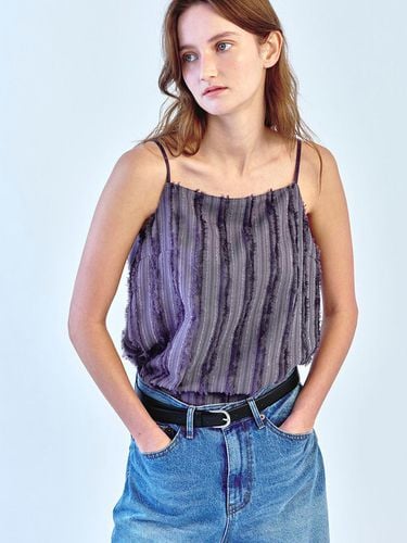 Fringe Sleeveless Blouse_Charcoal - SO IR - Modalova