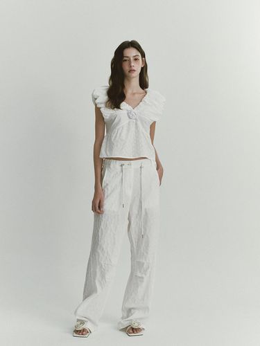 Jacquard Wide Pants - White - ASURA - Modalova