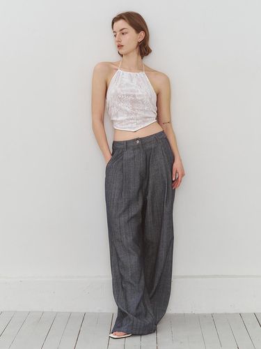 Cotton Wide Pants_Indigo Denim - LEUNI - Modalova