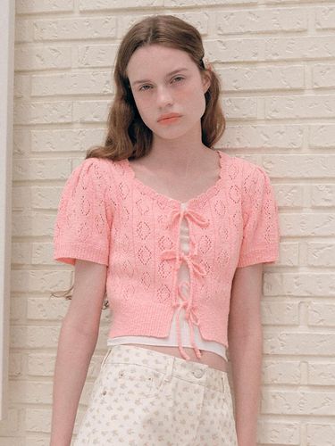 Ribbon Crochet Bolero Cardigan_Pink - ROLAROLA - Modalova