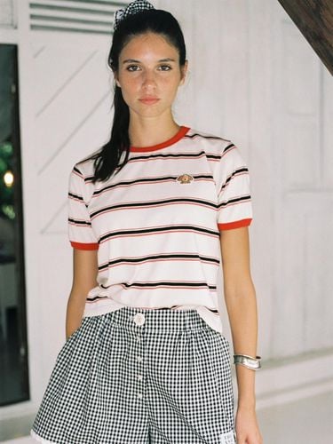 Stripe T-shirt With Pam Patch_White - THE ASHLYNN - Modalova