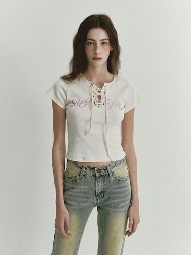 Glitter Lace Up T-Shirt - ASURA - Modalova