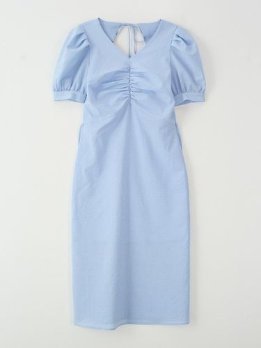 Shirring Detail Midi Dress - Blue - VEM.VER - Modalova