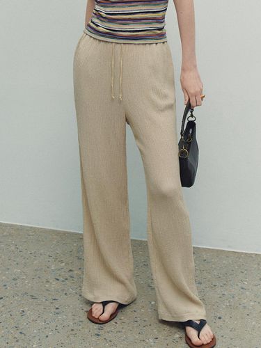 Soft Wave Linen Wide Pants_Beige - Neev - Modalova