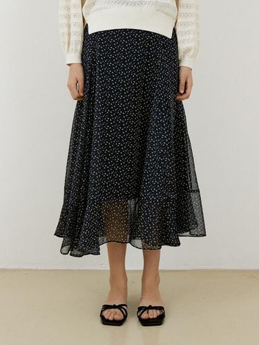 Flower Chiffon Long Skirt_Navy - Charles de Rohan - Modalova