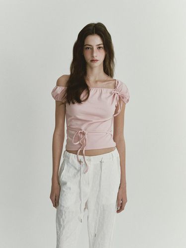 Unbalance Ribbon T-Shirt - Pink - ASURA - Modalova