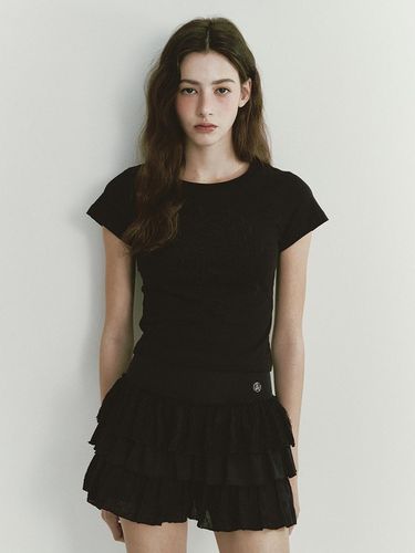 Lace Jersey Cancan Skirt - Black - ASURA - Modalova