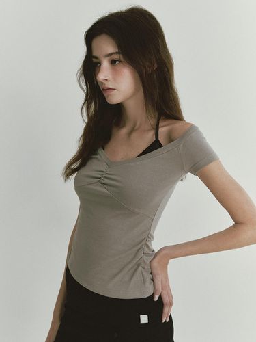 Lace Strap Layered T-Shirt - Grey - ASURA - Modalova