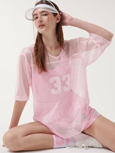 APPLIQUE Mesh T-shirt_Pink - The Sweat. - Modalova