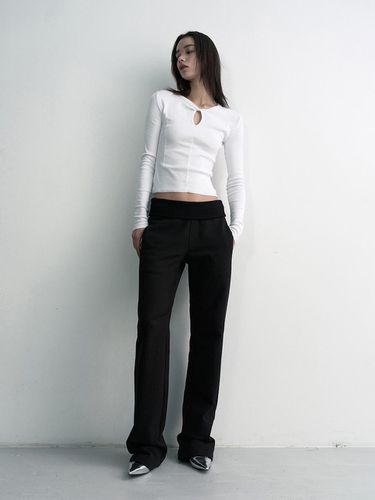 Semi Straight Folding Sweatpants_Black - STUDIO TABLE - Modalova