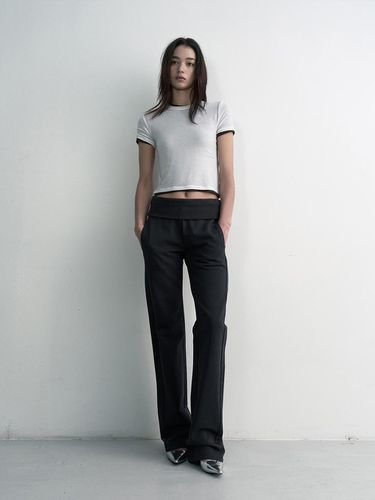 Semi Straight Folding Sweatpants_Charcoal - STUDIO TABLE - Modalova