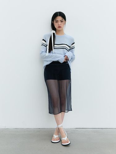 Sheer Layered Skirt_Navy - STUDIO TABLE - Modalova