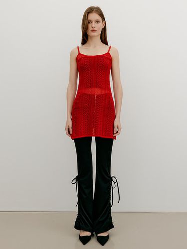 Sheer Layered Knit Dress Top_Red - YUSE - Modalova