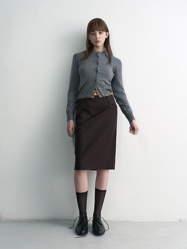 Double Belt Loop Midi Skirt_Deep Brown - STUDIO TABLE - Modalova