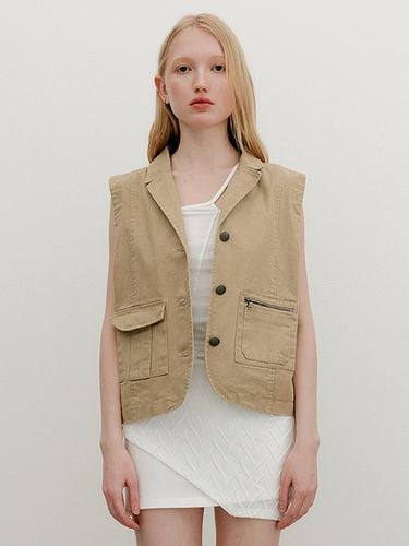 Washing Vintage Vest Jacket_Beige - YUSE - Modalova