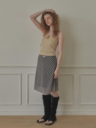 Check Midi Skirt_Grey - leterie - Modalova