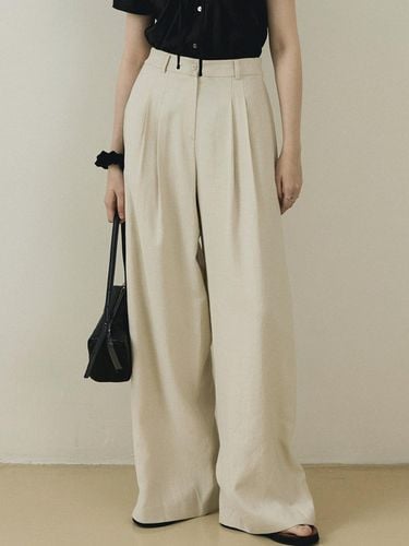 Side-Tuck Linen Wide Pants - AUBARD - Modalova