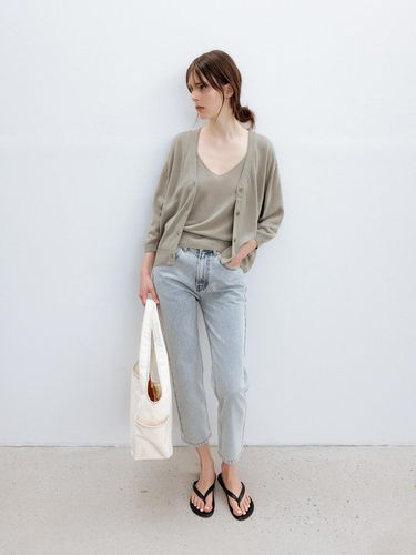 Mid Rise Hand Brushed Cropped Jeans_Light Blue - ORE - Modalova