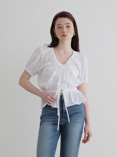 Ribbon Shirring Blouse - SSEMI - Modalova