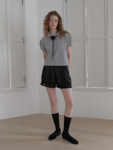 Rosie Bolo Pique Top_Melange Grey - hetherment - Modalova