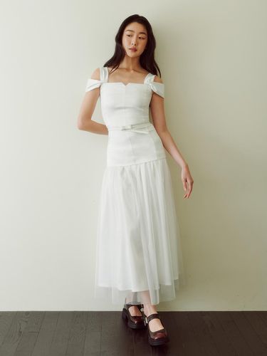 Bridal Tiffany Belted Dress - White - GANISONG - Modalova