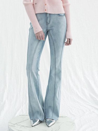 Curved Bootcut Denim Pants - vivacious - Modalova