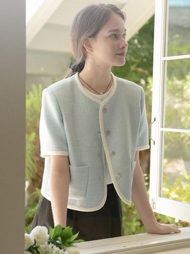 Haper Line Tweed Jacket _ Sky Blue - TILLIDIE - Modalova