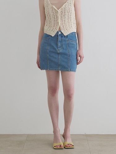 Wide Denim Skirt - SSEMI - Modalova