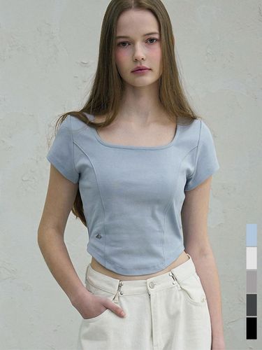 Neuel Square Neck Line Crop T-Shirt - 5COL - vivacious - Modalova