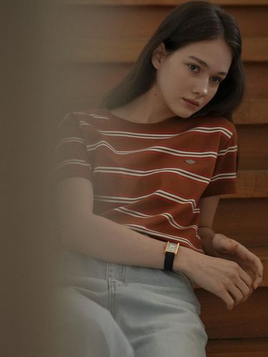 Multi Stripe Cotton T-shirt _ Brown - TILLIDIE - Modalova