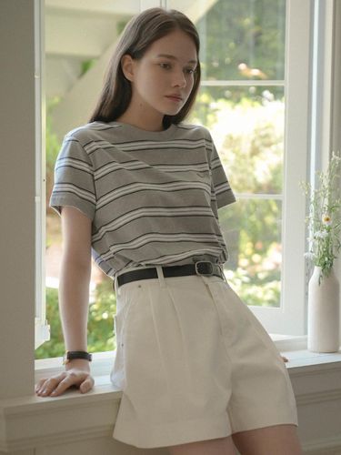 Multi Stripe Cotton T-shirt _ Gray - TILLIDIE - Modalova