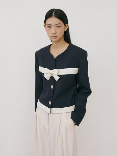 Ribbon Sailor Jacket_Navy - Lucirzu - Modalova