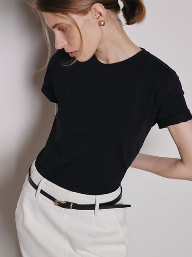 Cotton Slimfit T-shirts_Black - REFINED902 - Modalova