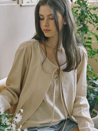 Linen Shirring Cardigan (4 Color) - NONLOCAL - Modalova