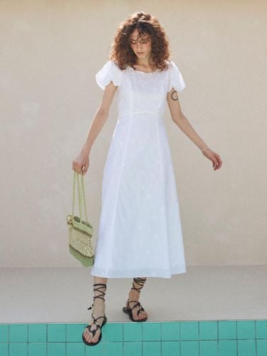 Wide Round Neck Long Dress_White - ouel - Modalova