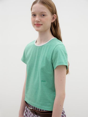 Two-tone Striped T-shirt - Green - poev - Modalova