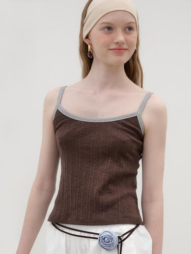 Ringer Sleeveless Top - Brown/Grey - poev - Modalova