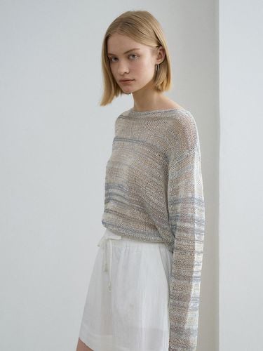 Boatneck Stripe Tape Knit Top - RENEJ - Modalova