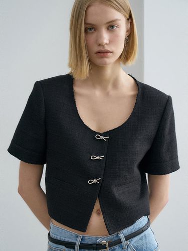 U-neck Tweed Crop Jacket - RENEJ - Modalova