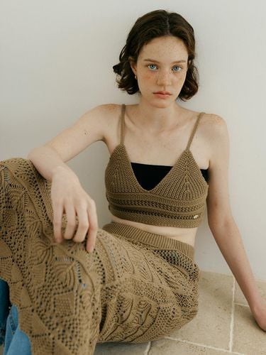 Weave Crochet Knit Top & Skirt_Brown - Lucirzu - Modalova