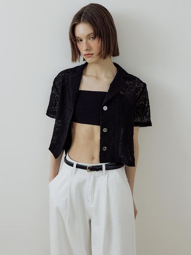 Flower Lace Crop Shirt_Black - Lucirzu - Modalova