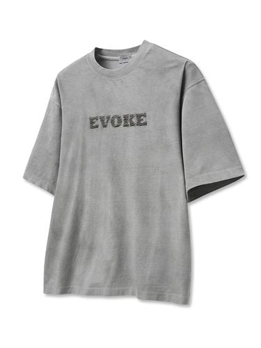 Oversized Pigment Washed Embroidery T-shirt_Gray - TNGT - Modalova