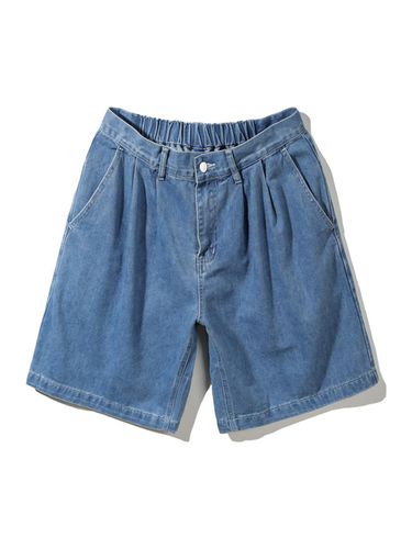 DE LUXE] Pleated Wide Denim Shorts - alvinclo - Modalova