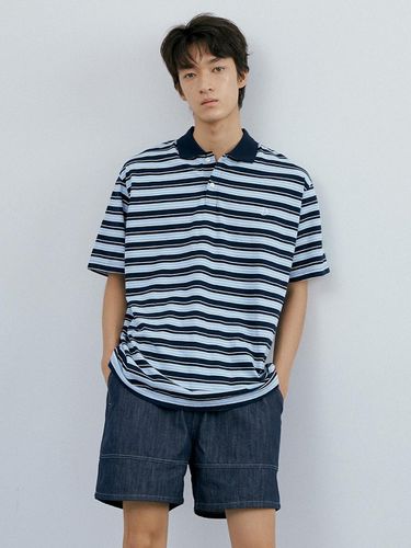 Washed Stripe Polo 1/2 Shirt_Navy Stripe - endoor - Modalova