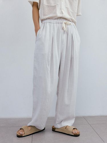 Pleats Linen Deep Tuck Pants_Silver Gray - endoor - Modalova