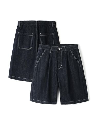 Washed Bermuda Denim Pant - Navy - INDUST - Modalova